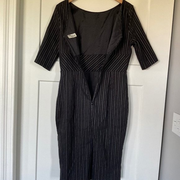 The Pretty Dress Co HEPBURN PENCIL DRESS IN BLACK PINSTRIPE - Picture 5 of 13